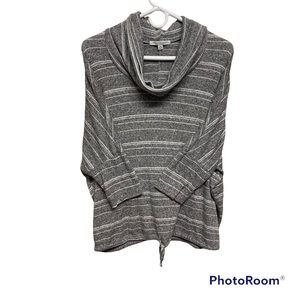 Size XL Green Envelope Soft Knit Gray and White Striped Cowl Neck Sweater